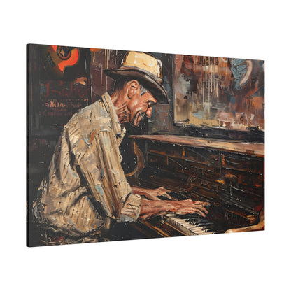 Matte Canvas, Stretched, 0.75" - Honky Tonk Piano Player