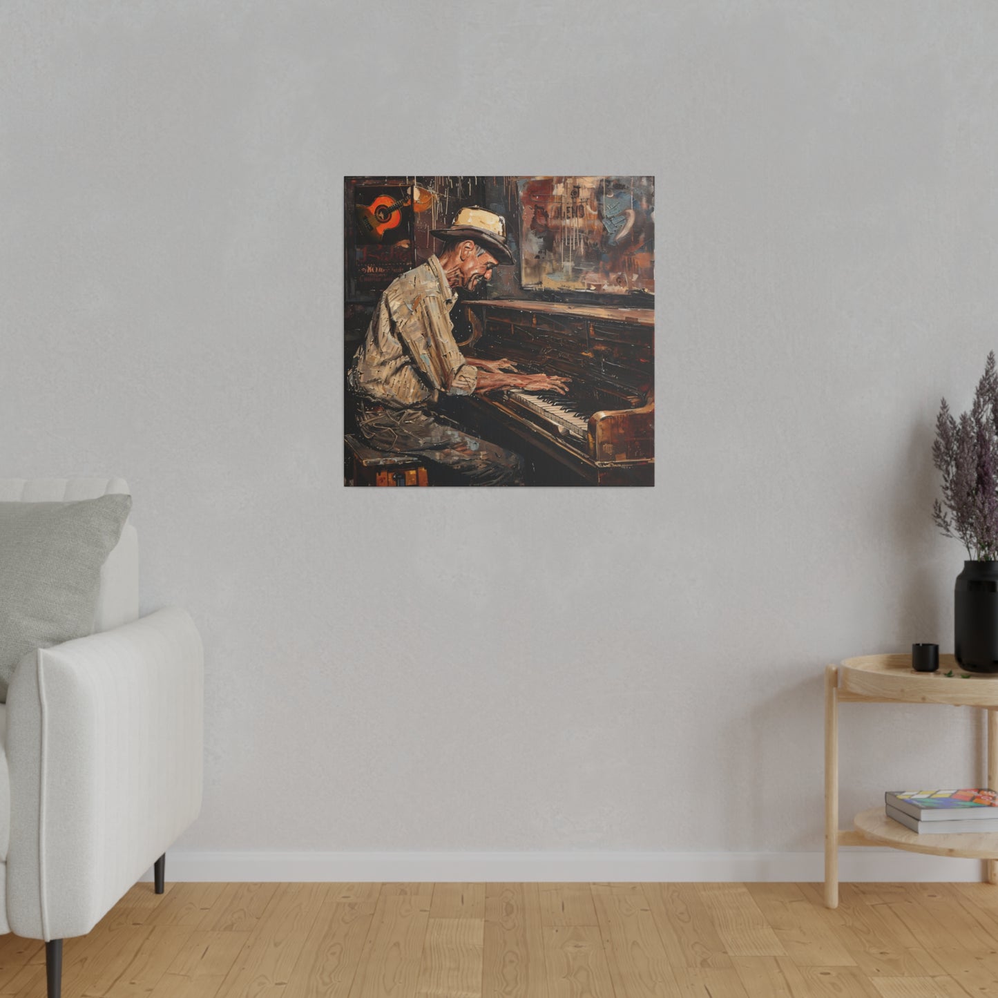 Matte Canvas, Stretched, 0.75" - Honky Tonk Piano Player