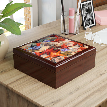 Jewelry Box - Starfish- Laquered Keepsake Box mahogany
