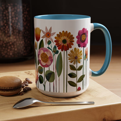 Floral Accent Coffee Mug - Vibrant Flower Design, Perfect for Home or Office, Great Gift for Garden Lovers, Spring Decor, Unique Floral Mug