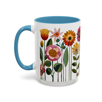 Floral Accent Coffee Mug - Vibrant Flower Design, Perfect for Home or Office, Great Gift for Garden Lovers, Spring Decor, Unique Floral Mug