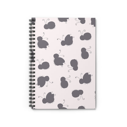 Butterfly Pattern Spiral Notebook — Cute Grey Motif Ruled Journal