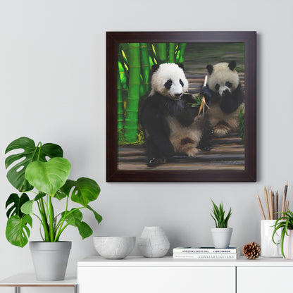 Framed Vertical Poster - Pandas brown frame