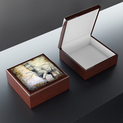 Jewelry / Keepsake Box - Horse Design -  Lacquered Wood Box