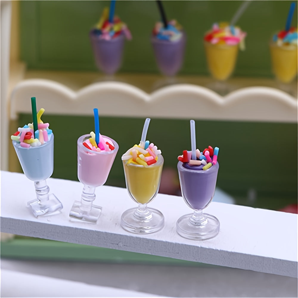 Miniature Ice Cream Set For Dollhouses - 1:12 Scale 4-Piece Miniature Food in situ