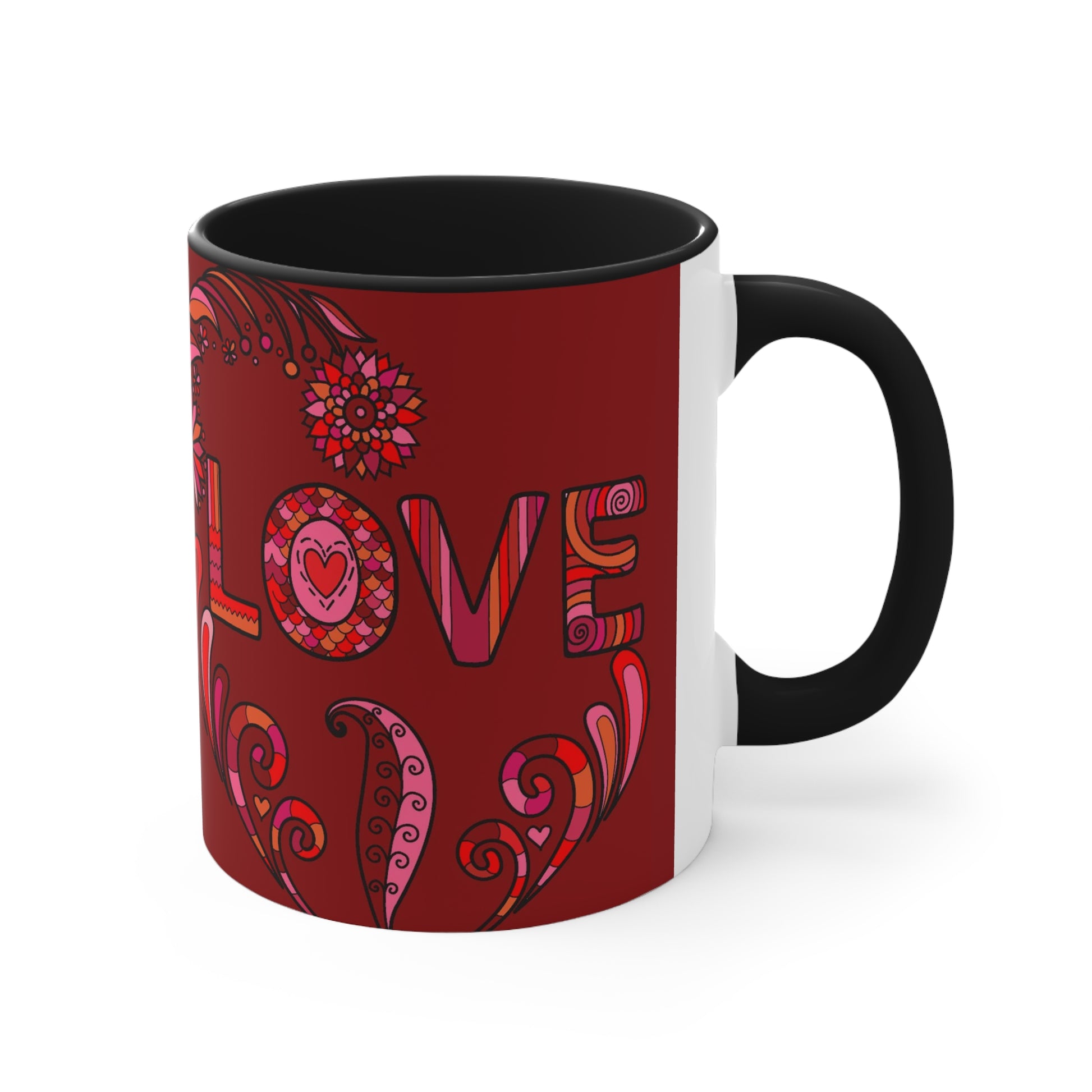 Accent Two Tone Coffee Mug, 11oz - Boho Love Mug black handle