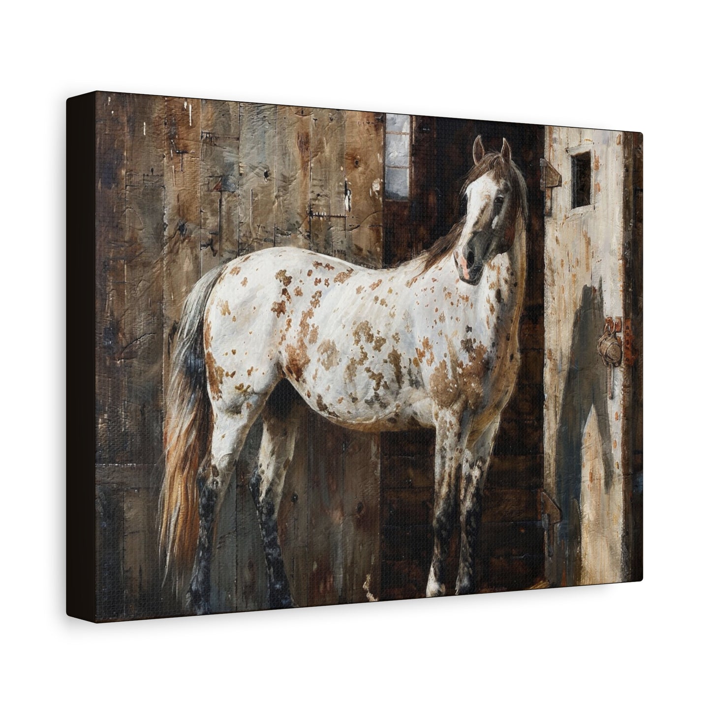 Appaloosa Horse Canvas Wall Art — Rustic Equestrian Stretched Matte Print