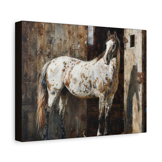 Appaloosa Horse Canvas Wall Art — Rustic Equestrian Stretched Matte Print