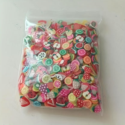 1000pcs Tiny Polymer Clay Fruit Slices for Diorama Styling inbag