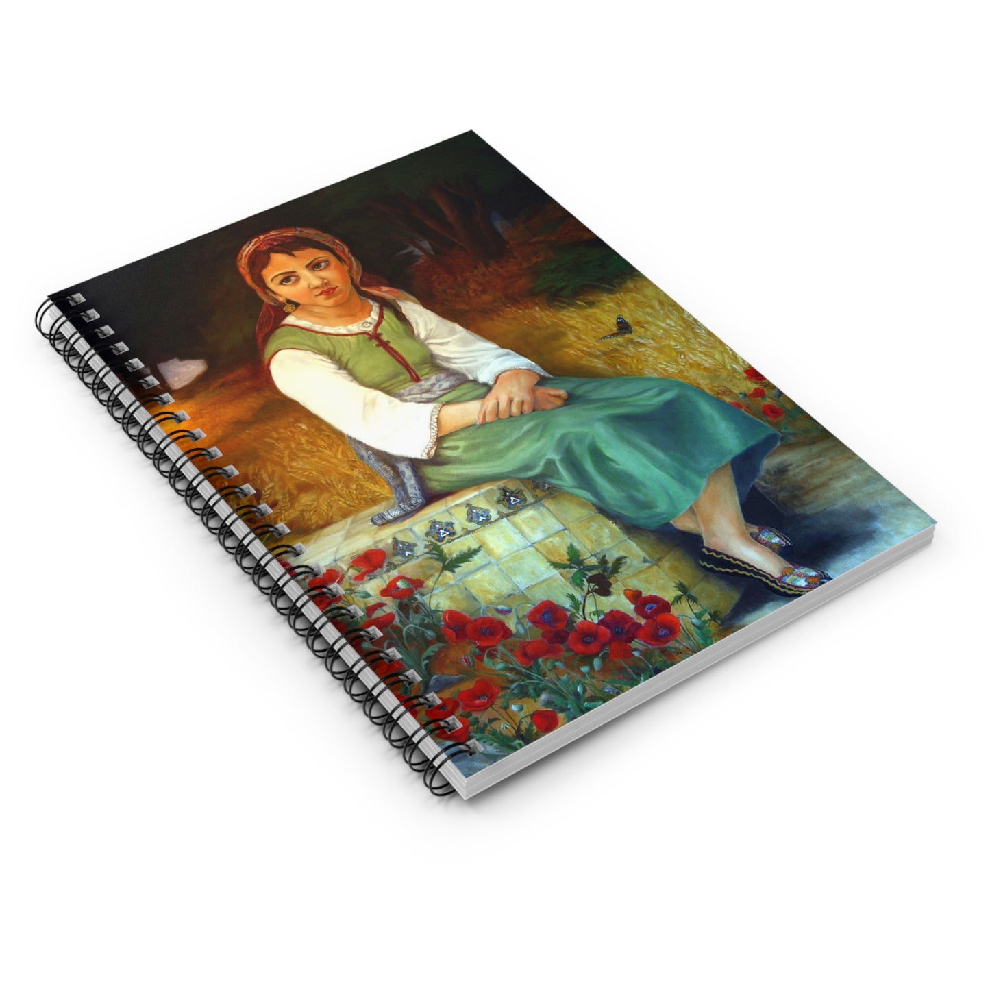 Vintage Girl Portrait Spiral Notebook — Ruled Journal for Art Lovers
