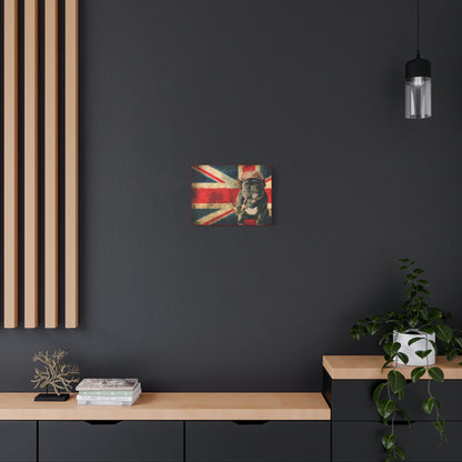 British Bulldog Canvas Wall Art – Vintage Union Jack with Smoking Frenchie