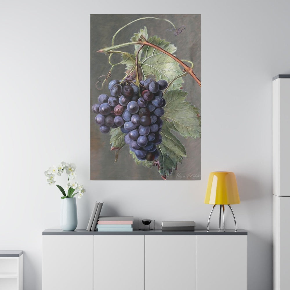 Fruit Print - Purple Grapes, Matte Canvas, Stretched