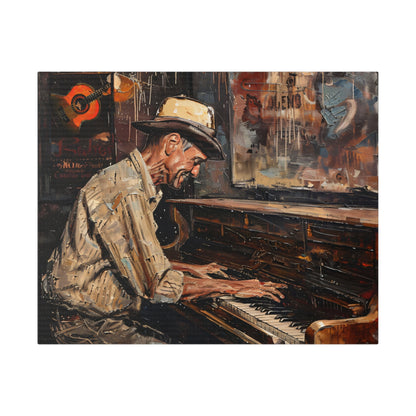 Matte Canvas, Stretched, 0.75" - Honky Tonk Piano Player