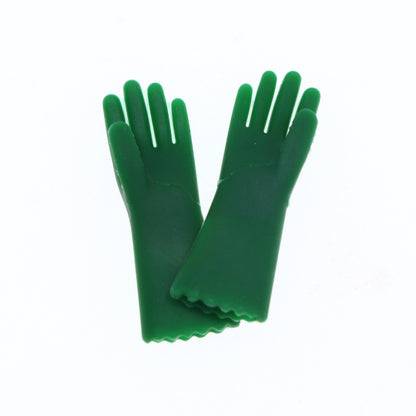 1:12 Scale Miniature Dollhouse Cleaning Gloves | Dollhouse Kitchen Accessories - green gloves