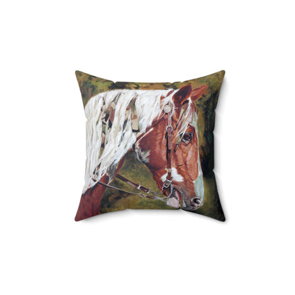 Warriors Horse Pillow – Quadratisches Wurfkissen aus gesponnenem Polyester mit Einlage