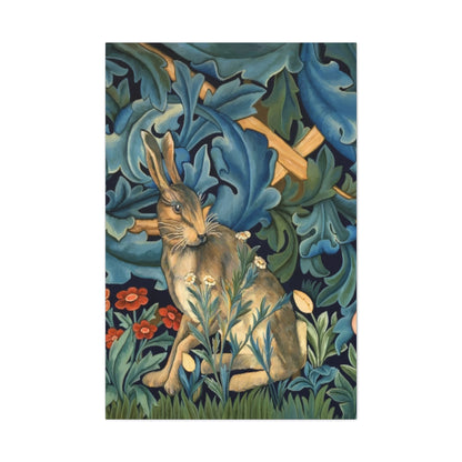 Matte Canvas, Stretched, 1.25" - William Morris Inspired Forest Rabbit