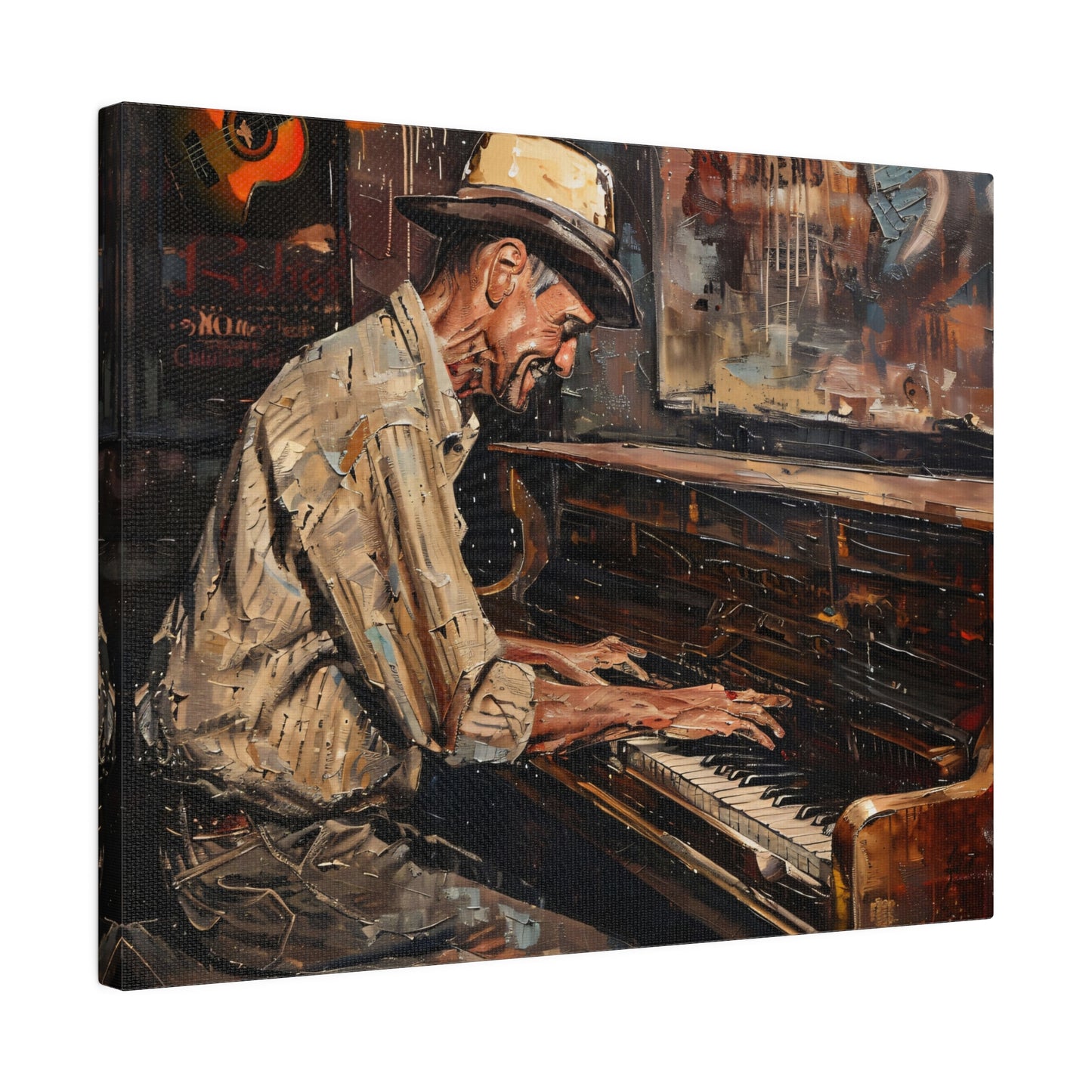 Matte Canvas, Stretched, 0.75" - Honky Tonk Piano Player