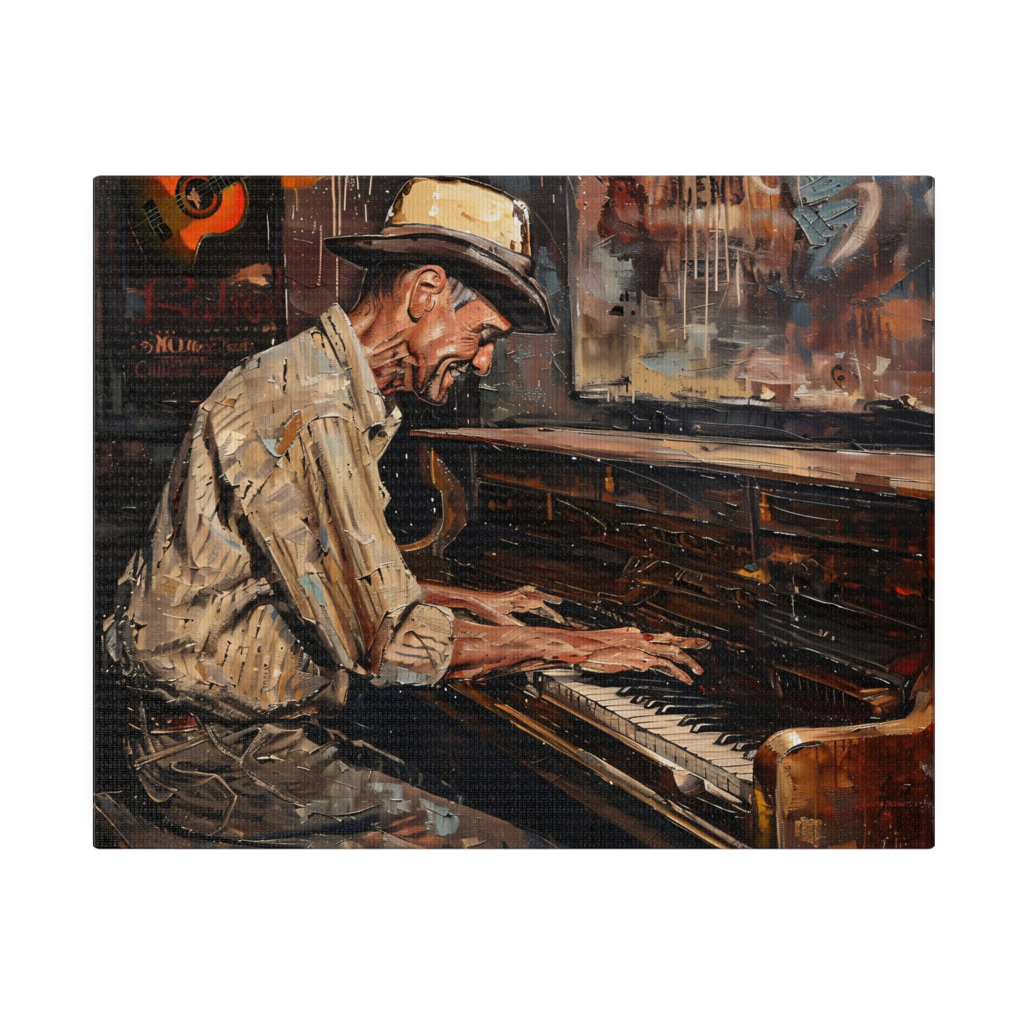 Matte Canvas, Stretched, 0.75" - Honky Tonk Piano Player