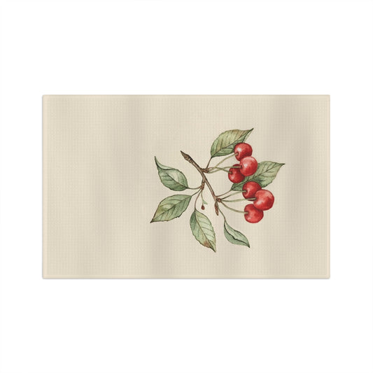 Cherry Branch Microfiber Tea Towel — Vintage Botanical Kitchen Towel