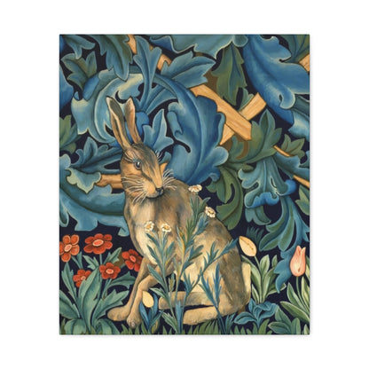 Matte Canvas, Stretched, 1.25" - William Morris Inspired Forest Rabbit