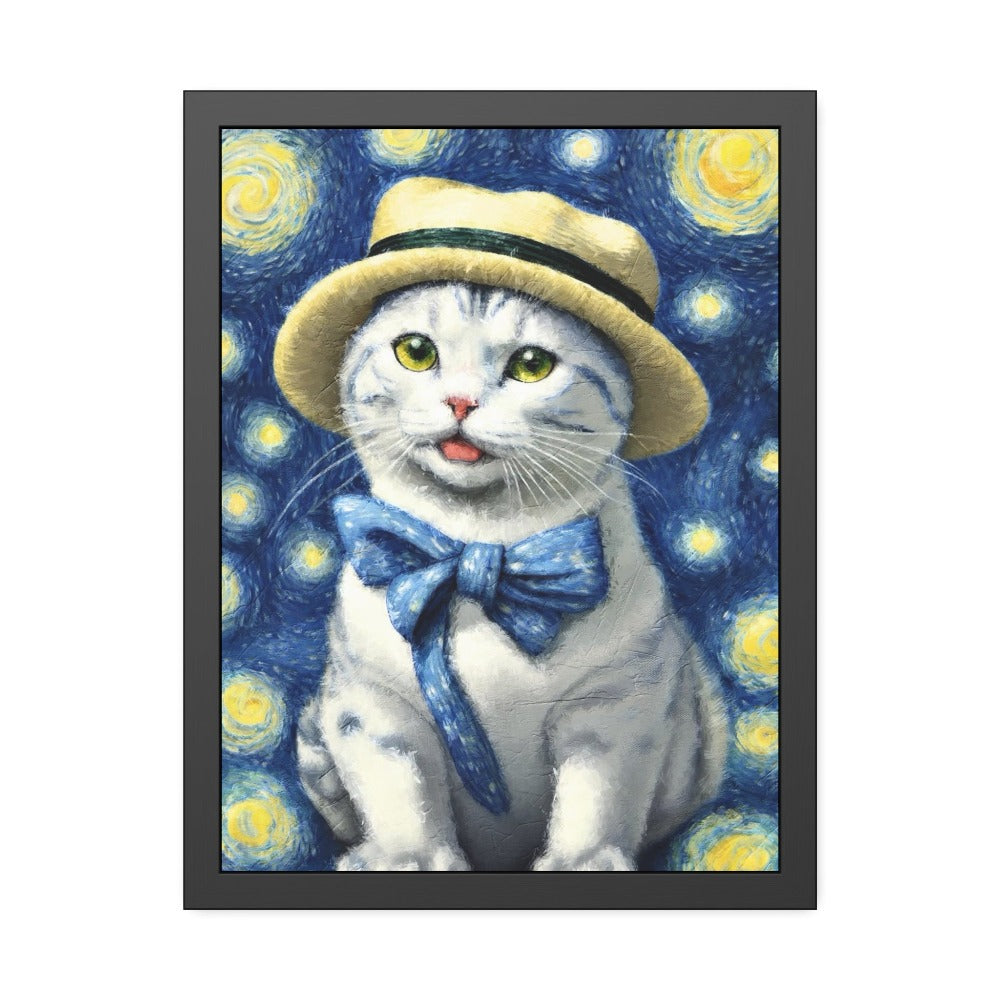 Starry Eye Cat Poster - Framed Paper Posters 