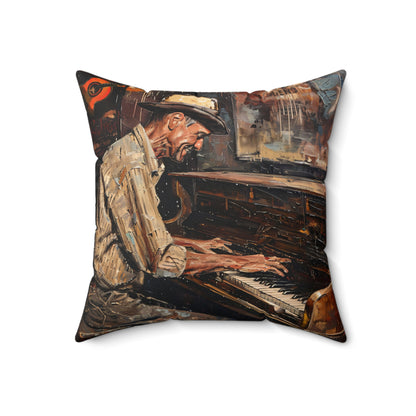 Spun Polyester Square Pillow - Honky Tonk Piano Player