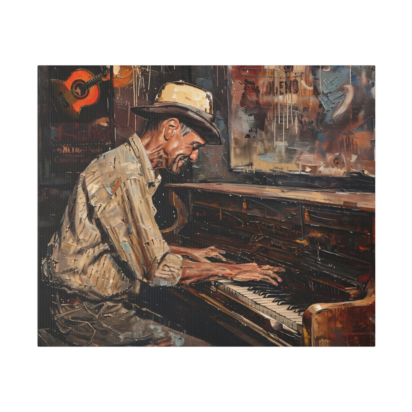 Matte Canvas, Stretched, 0.75" - Honky Tonk Piano Player