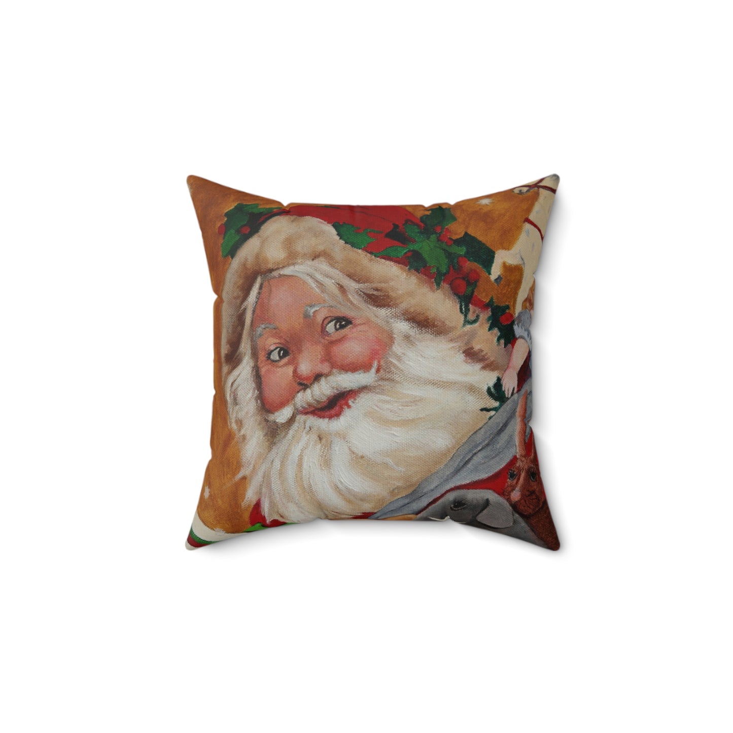 Jolly Santa - Spun Polyester Square Pillow