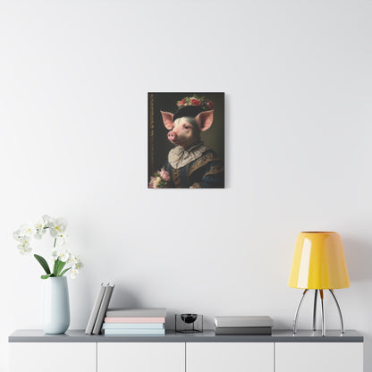 Piggy in Victorian Elegance Stretched Canvas Wall Art