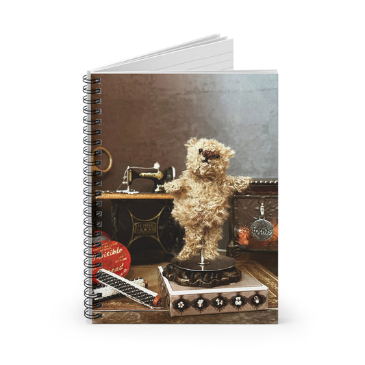 Vintage Teddy Bear Notebook — Spiral Ruled Journal for Sewing & Craft Lovers