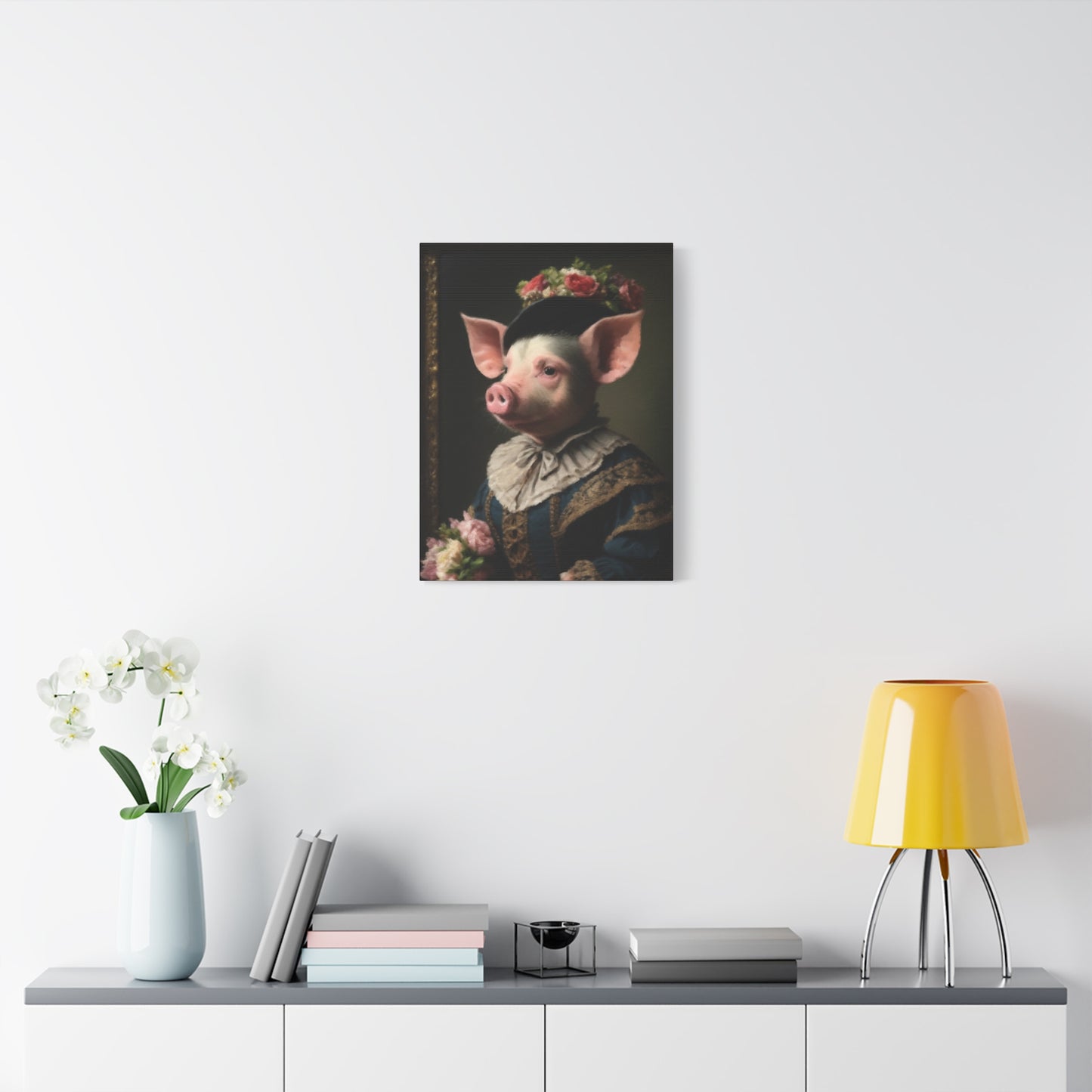 Piggy in Victorian Elegance Stretched Canvas Wall Art