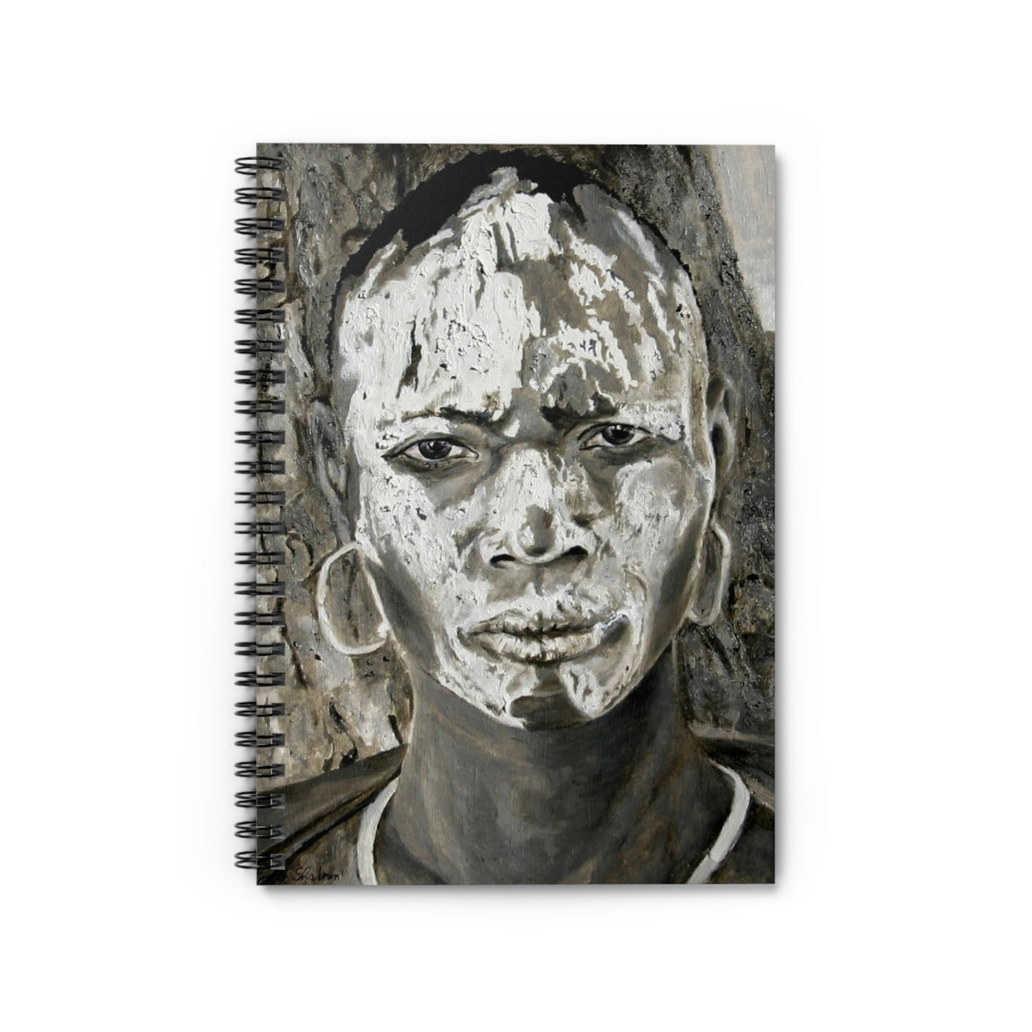 Spiral Notebook — Tribal Face Portrait Art Journal
