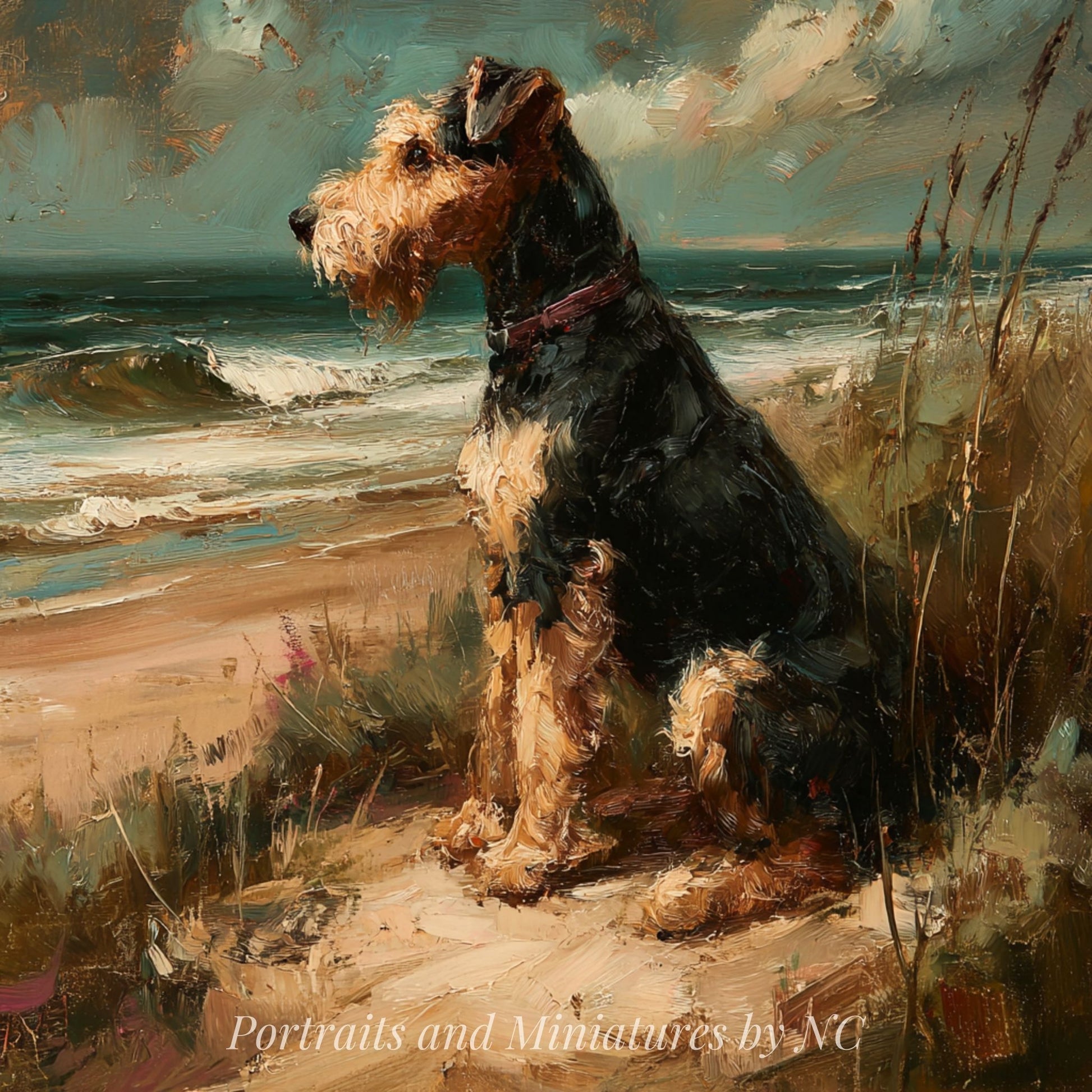 Airdale Terrier by the beach Portrait