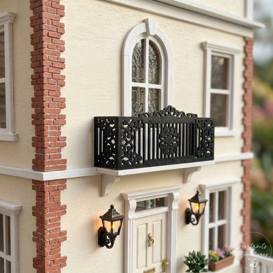 1/12 Scale Dollhouse Balcony - Faux Wrought Iron Miniature Architectural Detail