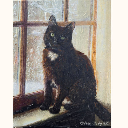 A Winter Cat Portrait to Remember - Portrait in Oil