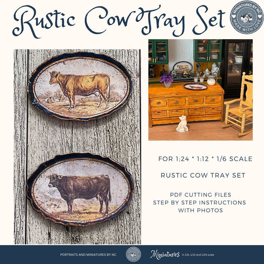 Rustic Cow Tray Set Kit