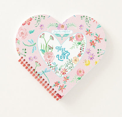 Hearts Notebook - Floral Hearts n Love Dragonfly Valentines Day Notebook