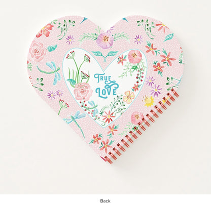 Hearts Notebook - Floral Hearts n Love Dragonfly Valentines Day Notebook