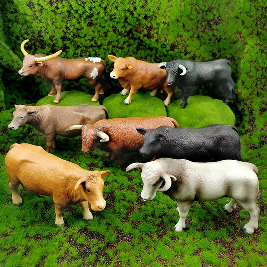 1:12 Scale Miniature Farm Cattle Figurine | Unpainted PVC Bull & Cow Model for Dioramas