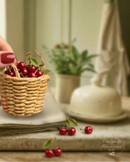 1:12 Scale Miniature Woven Storage Basket – Petite Artisan Handcrafted Dollhouse Accessory