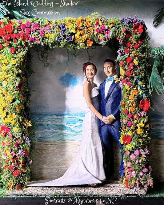 Custom 1/12 Scale Miniature Beach Wedding Shadow Box | Handcrafted Diorama