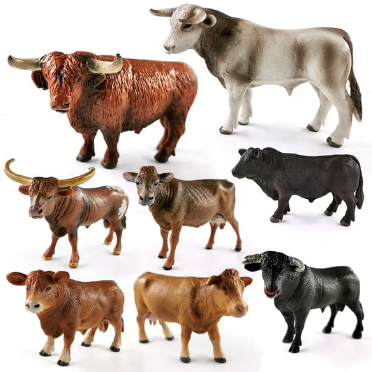 1:12 Scale Miniature Farm Cattle Figurine | Unpainted PVC Bull & Cow Model for Dioramas
