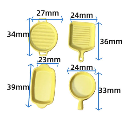 4Pcs 1/12 Scale Miniature Frying Pan Set – Alloy Metal Skillet & Steak Dish Model for Dollhouse Kitchen Accessories