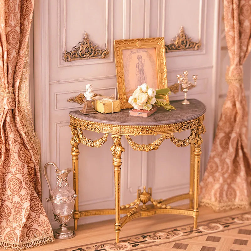 Vintage French Style  Desk and  Mirror DIY KIT For 1/6 Blythe Ob24 Dollhouse Miniatures in situ
