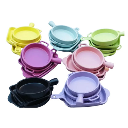 4Pcs 1/12 Scale Miniature Frying Pan Set – Alloy Metal Skillet & Steak Dish Model for Dollhouse Kitchen Accessories