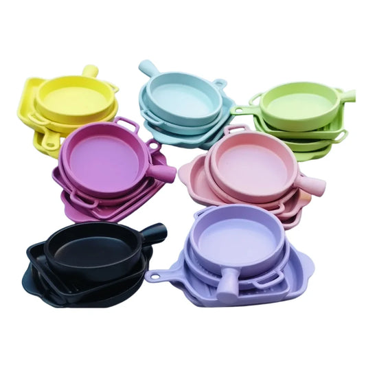 4Pcs 1/12 Scale Miniature Frying Pan Set – Alloy Metal Skillet & Steak Dish Model for Dollhouse Kitchen Accessories