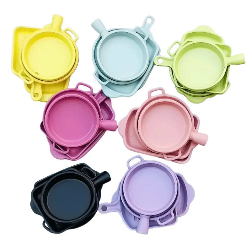 4Pcs 1/12 Scale Miniature Frying Pan Set – Alloy Metal Skillet & Steak Dish Model for Dollhouse Kitchen Accessories