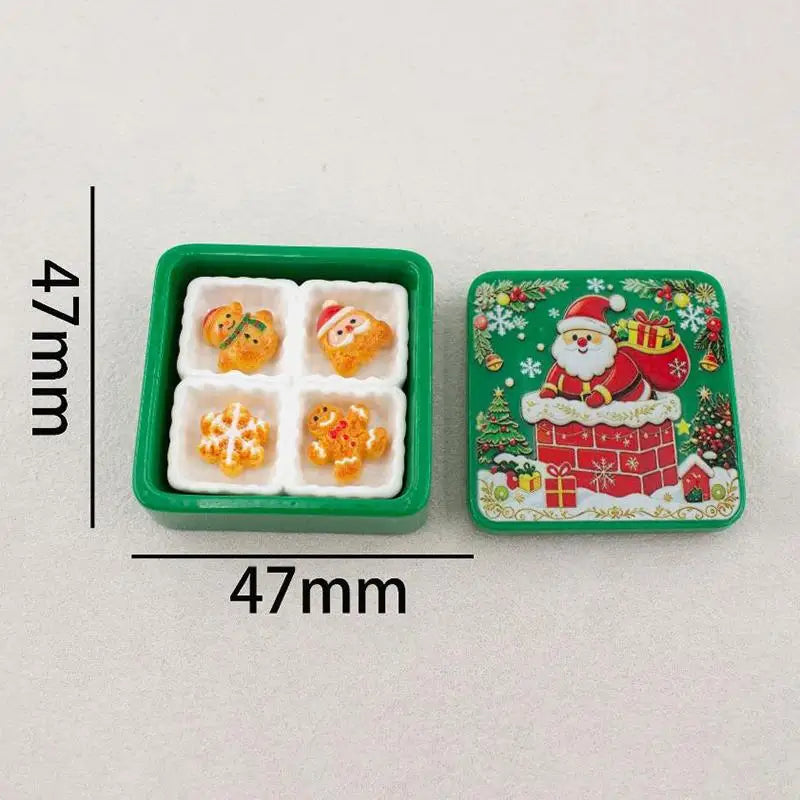 Miniature Christmas Gingerbread Cookie Gift Box - 3D Resin Cabochon Sets for Crafts & Dollhouse Decor