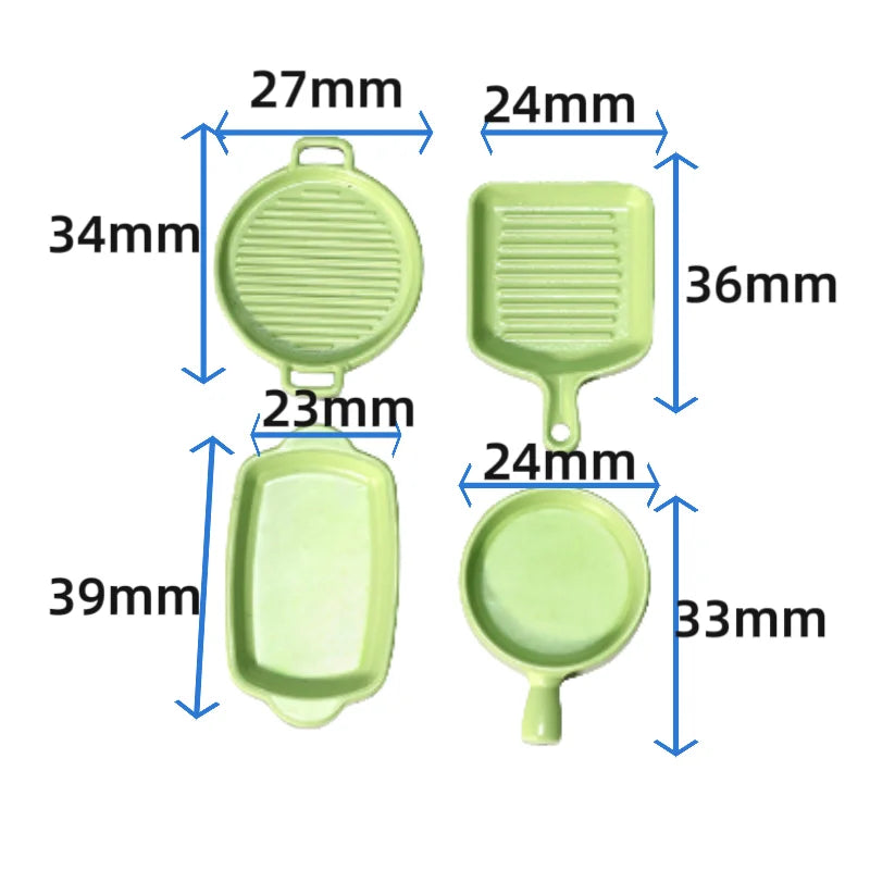 4Pcs 1/12 Scale Miniature Frying Pan Set – Alloy Metal Skillet & Steak Dish Model for Dollhouse Kitchen Accessories