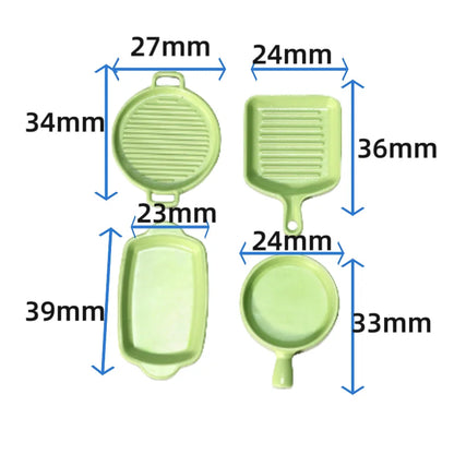 4Pcs 1/12 Scale Miniature Frying Pan Set – Alloy Metal Skillet & Steak Dish Model for Dollhouse Kitchen Accessories